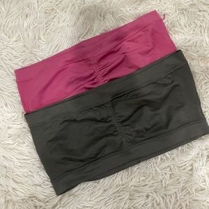 Pink & gray strapless bras (quantity: 2)